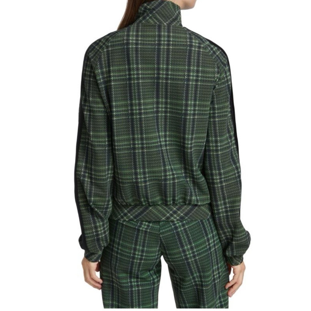 Chiara Boni Utaki Green Plaid Zip-Front Track Jacket Black Accent NWT Size 0 - Picture 3 of 14